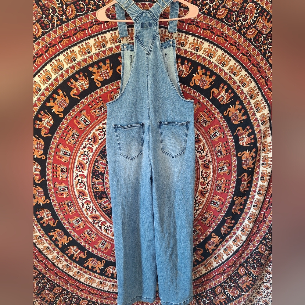 Juicy Couture Denim Rhinestone Bedazzled Wide Leg Disco Dungarees - Picture 12 of 16